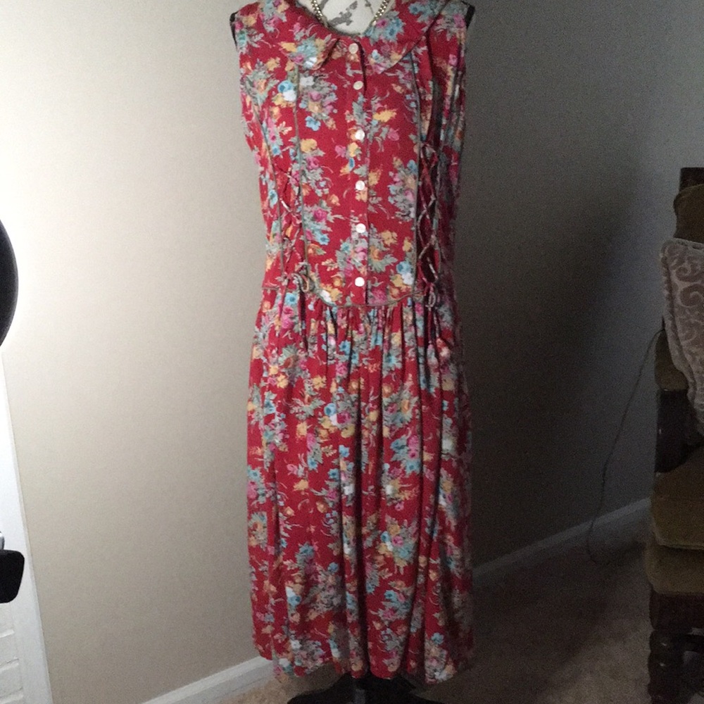 PRETTY SUMMER MIXED FLORAL SLEEVELESS DRESS